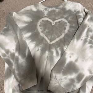 Urban Outfitters Gray Tie-Dye Heart Sweatshirt